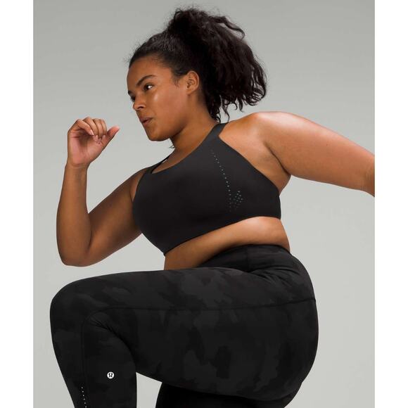 (34D) $98 Lululemon AirSupport Bra *High Support, C-DDD Cups Black /Asphalt Grey - Picture 1 of 7